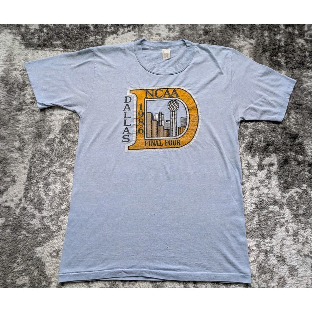 Vintage 1986 Dallas NCAA Basketball Final Four Single Stitch Shirt - Medium